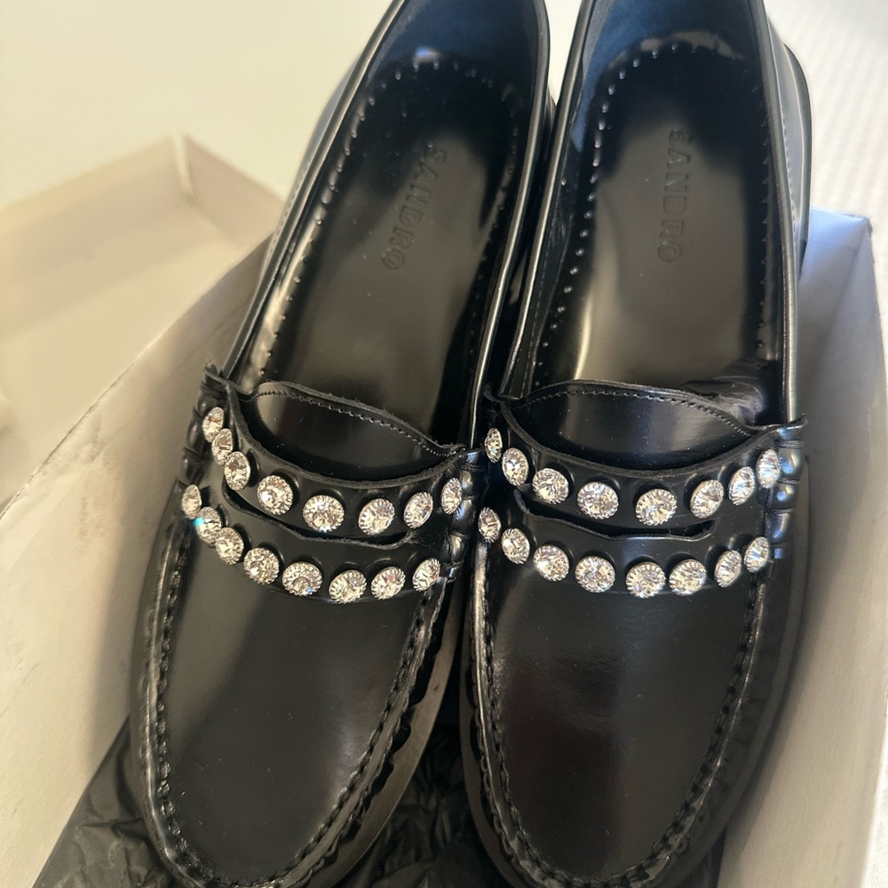 Sandro Noir Strass loafers